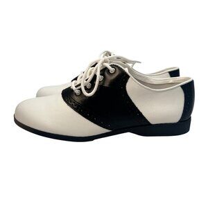 FunTasma Saddle Shoes Womens 10 Black & White Synthetic Lace Up Retro Style